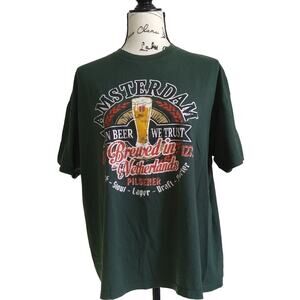 Amsterdam Brewed in the Netherlands Graphic Beer Tee Shirt Cotton Unisex Sz XXL